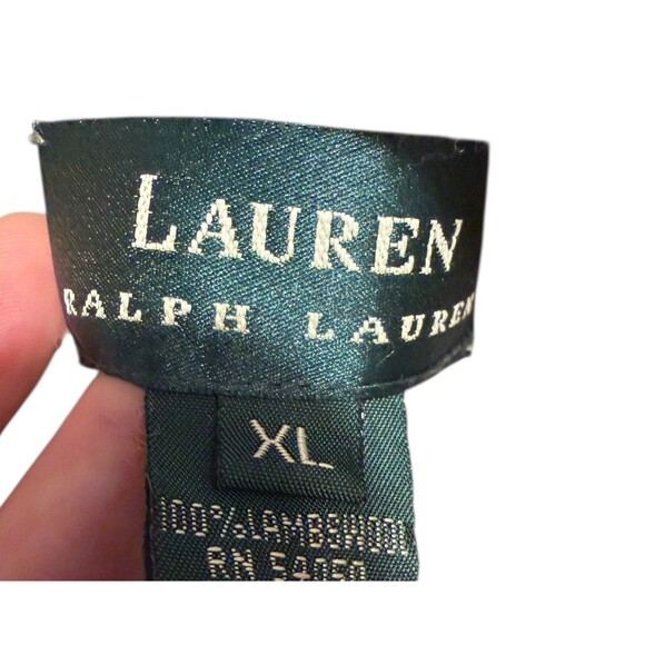 Vintage Lauren Ralph Lauren Belted Cardigan Sweater Women’s XL Wool Ivory Gray - Picture 10 of 13